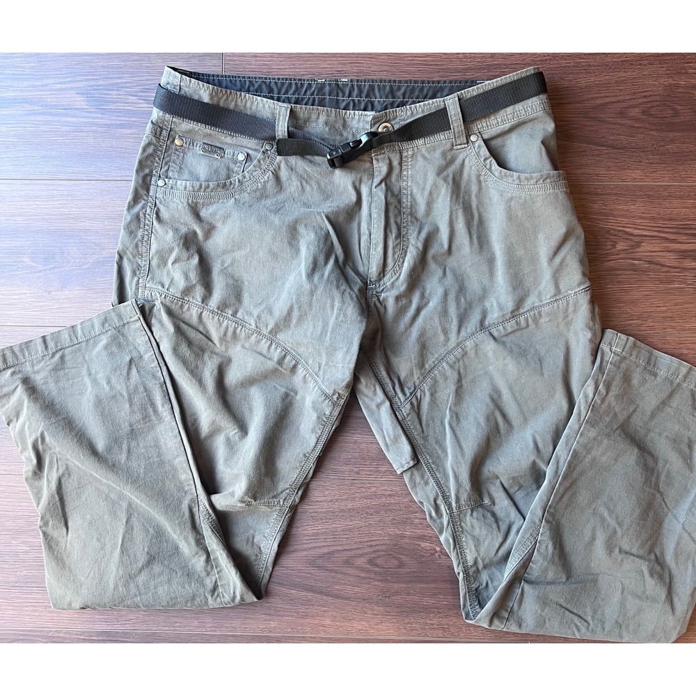 KUHL Radikl Mens 36x30 Olive Green Vented Hiking Pants with Belt RN108846